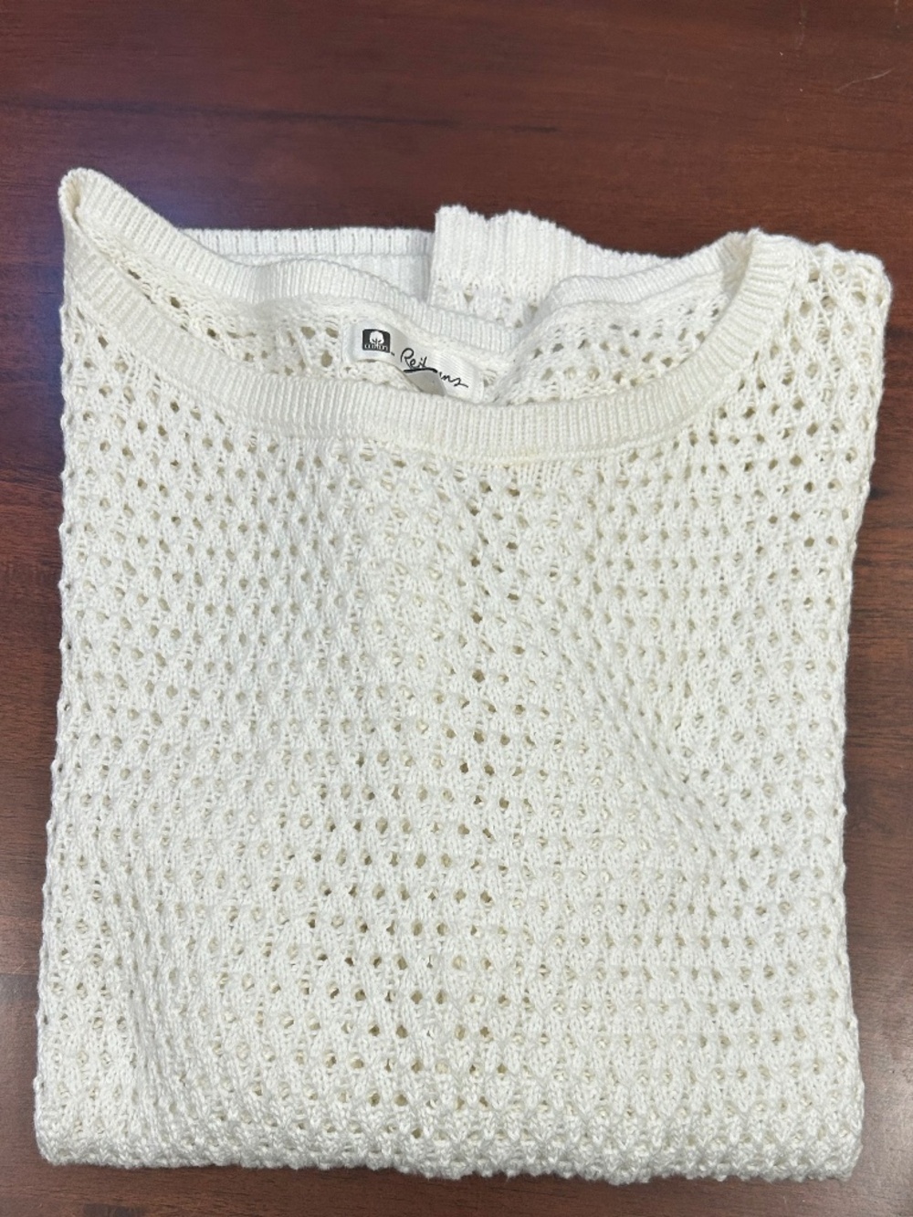 Reitmans White Open-Knit Slouchy Crochet Pullover Sweater